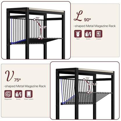 Narrow Side Table for Small Space, 3-Tier End Table with Magazine Holder, Slim Nightstand with Wire Shelf, Skinny Bedside Table in Living Room, Bedroom, Study, Kitchen and Balcony(Greige) - color: Upgrade-greige