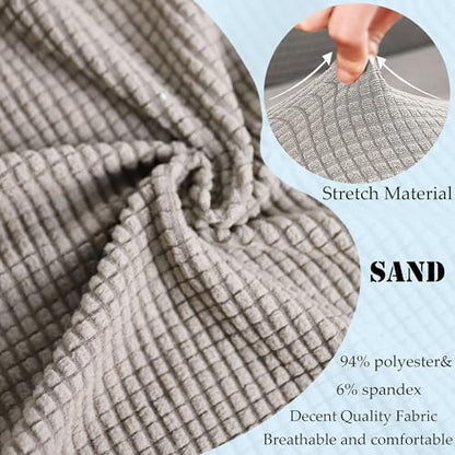 Sofa Couch Arm Chair Covers, Armrest Armchair Covers Stretch Recliner Slipcover, Set of 2 (Sand) - color: Sand