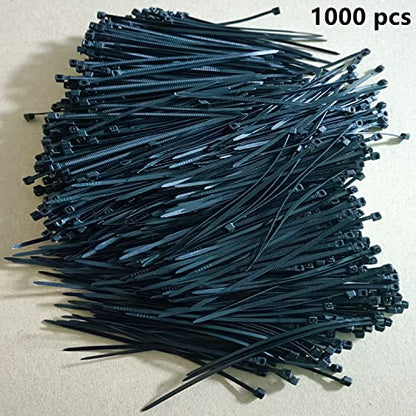 1000 pcs 6 inch Cable Zip Ties Heavy Duty, Premium Plastic Wire Ties with 18 LBS Tensile Strength, UV Resistant Cable Ties, Self-Locking Black Nylon Tie Straps - color: Black, size: 6 inch ( 3 x 150mm )