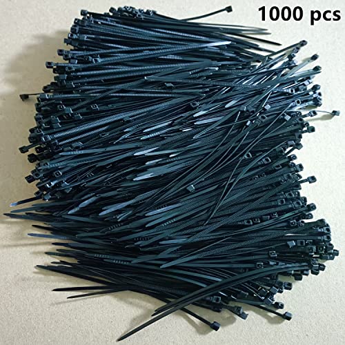 1000 pcs 6 inch Cable Zip Ties Heavy Duty, Premium Plastic Wire Ties with 18 LBS Tensile Strength, UV Resistant Cable Ties, Self-Locking Black Nylon Tie Straps - color: Black, size: 6 inch ( 3 x 150mm )
