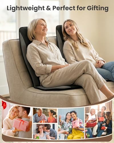 CILI Vibration Massage Chair Pad, Quiet Back Massager for Office Chair, Sofa & Recliner, Independent Graphene Heat & Massage Control, Fathers Day Gift for Back Pain Relief (Vibration Only) - color: Black Bary