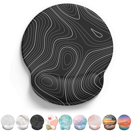 eulps Mouse Pad with Wrist Rest, Comfortable Computer Mousepad with Gel Wrist Support Smooth Surface and Non-Slip PU Base for Pain Relief, Laptop, Office & Home (Black Line) - color: Black Line