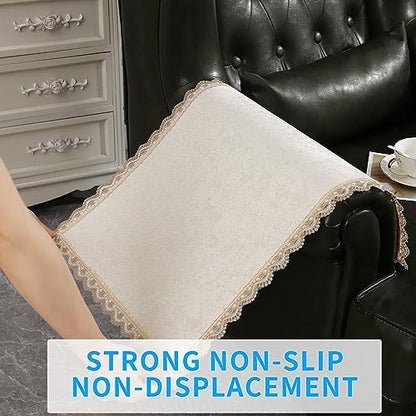 MINJIATEX Couch arm Covers,Non-Slip lace Sofa arm Covers Set of 2 Washable Sofa armrests Covers for Living Room Recliner Chair arm Cover Protectors for Leather Sofa armrest slipcover (GYDF-Beige) - color: Gydf-beige