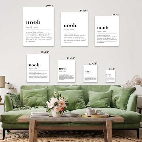 Poster Master Gaming Canvas - Noob Definition Print - Dictionary Art - Black & White Wall Design - Typography Art - Funny Game Room or Boy's Bedroom Wall Decor - Available in 8x10 to 30x40 - color: Style-04
