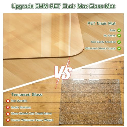 PET Office Chair Mat for Carpet - 36" X 48'' X 0.2" Thick Clear Shatterproof Office Chair Mat, Easy to Unroll and Lay Flat, Superior Glide, Heavy Duty Protection for Office Home Hardwood and Carpets - size: 36" X 48" - 5 MM PET