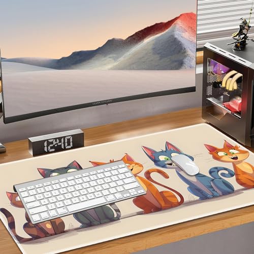 MTG Play Mat, 24" x 14" TCG Card Play Mat, Surface with Smooth Stitched Edge, with Storage Bag, Cute Cat - color: Cute Cat