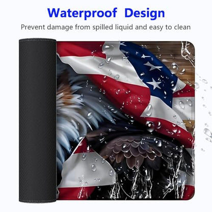 Large Gaming Mouse pad,Eagle, National Flag Anti Slip Rubber Base Mouse pad, Suitable for Computer, Laptop, Office Desk Accessories - color: Eagle, national flag