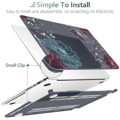 DONGKE Compatible with MacBook Pro 16 Inch Case (2026-2021 Release, M5 M4 M3 M2 M1 Pro/Max Chip), Plastic Hard Shell Cover with Keyboard Cover & Screen Protector for MacBook Pro 16", Dahlia Flowers - color: Dahlia Flowers