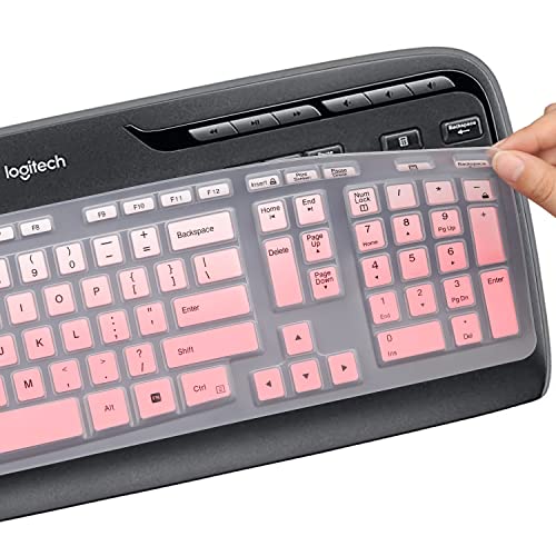 Keyboard Cover for Logitech MK320 YR002/Y-R0009 & K330 MK335 Wireless Ultra Thin Silicone Keyboard Protector Skin MK320 K330 MK335 Accessories-Ombrepink - color: Ombrepink