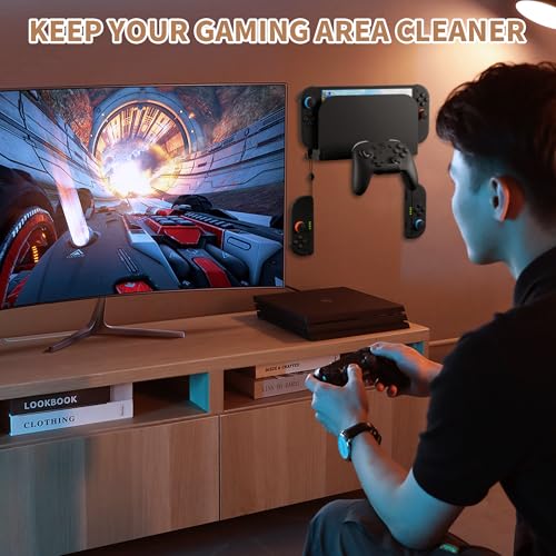 PAWDIARY Wall Mount for Nintendo Switch 2 Console&Accessories, Metal Wall Mount with Hook for Grip Hanging & Bracket for Pro Controller, Safe Storage Your Switch 2 Console & Charging Dock