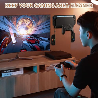 PAWDIARY Wall Mount for Nintendo Switch 2 Console&Accessories, Metal Wall Mount with Hook for Grip Hanging & Bracket for Pro Controller, Safe Storage Your Switch 2 Console & Charging Dock
