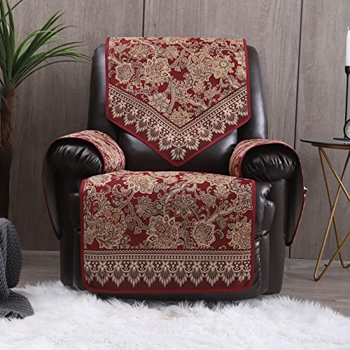 Recliner Chair Covers Non Slip Waterproof Large Recliner Covers for Leather Recliner,Electric Reclining Chair Covers for Living Room Dog Sofa Furniture Protective Cover Red - color: Red