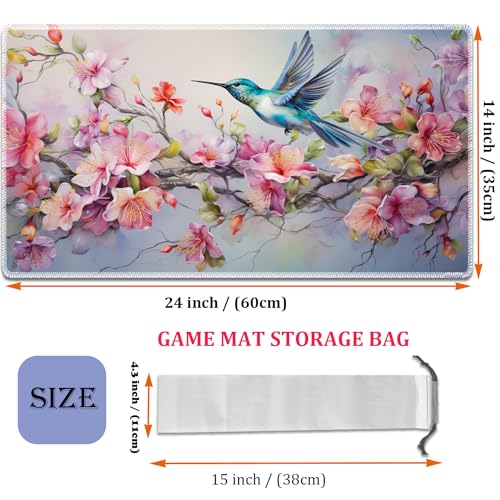 MTG Playmat, Smooth Surface Game Play Pad MTG TCG 24 x 14 inch with Storage Bag, Non-Slip Mouse Pad Card Fighting Game, Flower Bird - color: Flower Bird