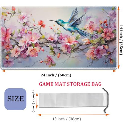 MTG Playmat, Smooth Surface Game Play Pad MTG TCG 24 x 14 inch with Storage Bag, Non-Slip Mouse Pad Card Fighting Game, Flower Bird - color: Flower Bird