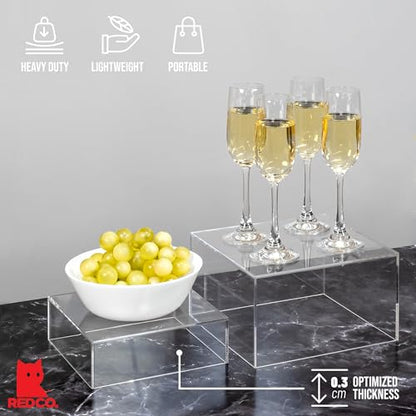 Red Co. Set of 3 Crystal Clear Acrylic Cube Display Nesting Risers with Hollow Bottoms, Transparent - 2 Pack - color: Clear, size: 6",7",8" - 2 Pack