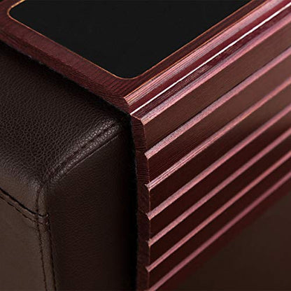 GEHE Couch Arm Tray Table, Flexible/Foldable Sofa Armrest Tray, Couch Armrest Table Cup Holder Great for Drinks Snacks Remote Control, Portable Side Table and Anti-Slip Bottom - color: Mahogany