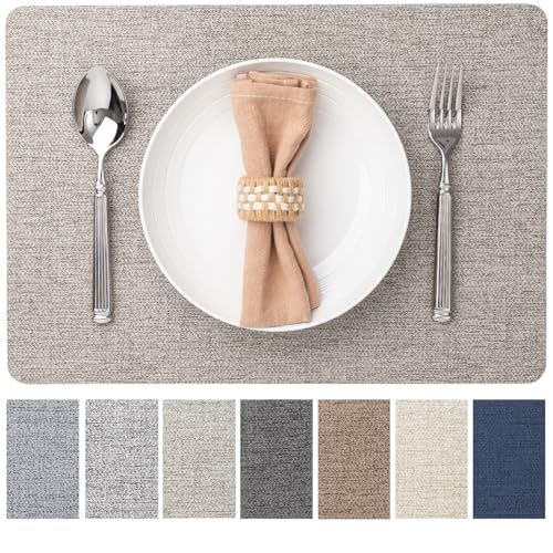 Baroyal Faux Leather Placemats Set of 6 Vinyl Washable Wipeable Table Mats for Kitchen Dining Table Heat Resistant Waterproof Modern Indoor/Outdoor Placemats Non-Slip Easy Clean Place Mats (Mix Gray) - color: C-mix Gray