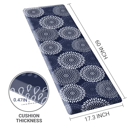 LuxStep Kitchen Mat Waterproof Kitchen Rugs for Floor Cushioned Anti-Fatigue Mat Non-Slip Standing Desk Mat Comfort Floor Mats for House Sink Office 17.3" x 60" Blue - color: Blue, size: 60"L x 17.3"W x 0.5"Th