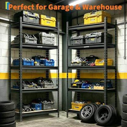 Garvee 5-Tier Heavy Duty Storage Shelving Unit, Adjustable MDF & Metal Garage Shelves, 2756 Lbs Capacity, 35.4" W x 15.7" D x 72" H, for Garage Basement Pantry - size: 72" H x 35.4" W x 15.7" D