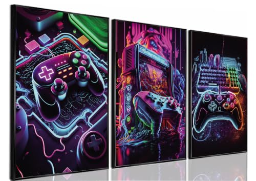 Yolbcdr Gaming Posters Video Game Wall Art Prints Set of 3 Game Room Decor Gaming Sign Painting Playroom Pictures Gamer Wall Decor for Boy Teen Bedroom 16x24in Unframed - color: Game-01, size: 16"x24" Poster
