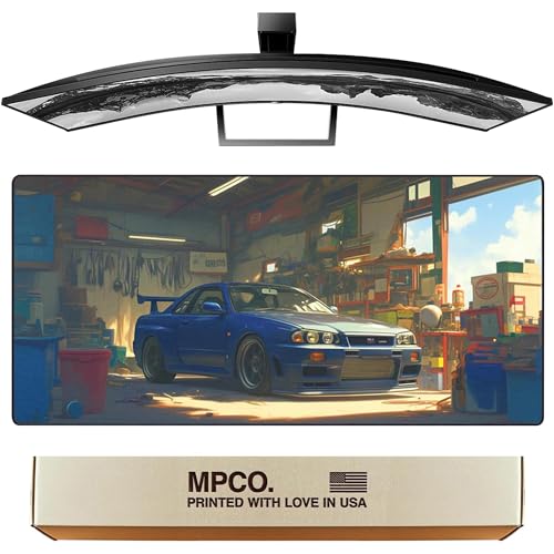 MPCO. Original Large Gaming Desk Mat – 36" x 17" Duraglyde Manga Motors Geralds-GTR Full Desk Mouse Pad for Smooth Precision – Non-Slip, Washable Extra-Large PC Mouse Pad for Gaming Sessions - color: DuraGlyde geralds-GTR