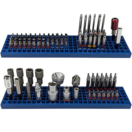 Free Zone Bit Organizer Set (Blue) – 158-Hole Bit Storage – 1/4" Hex Bits & Drive Bits Adapter Storage – Toolbox Storage (Tools Not Included) - color: Blue