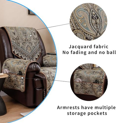 Recliner Chair Covers Non Slip Waterproof Large Recliner Covers for Leather Recliner,Electric Reclining Chair Covers for Living Room Dog Sofa Recliner Cover (FLKF-Brown) - color: Flkf-brown