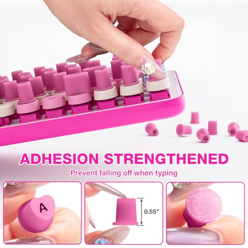 70PCS Universal Long Nails Keyboard Stickers, Self-Adhesive Raised Keyboard Bubbles, Keyboards Cap for Long Acrylic Nail, Silicone Heart Shaped Keyboards Cover for Women Girl Present - Hot Pink - color: 70PCS - Rose Red