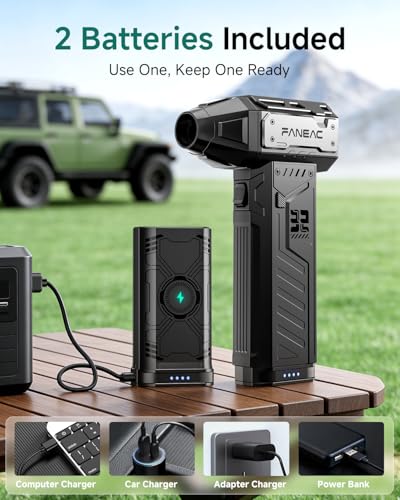 Electric Air Duster with 2 Swappable Battey Pack | 150,0000 RPM BLDC 150 mph Air flow, 3-Speed Compressed Air Duster for Dust/Snow Cleaning - 2-yr Warranty