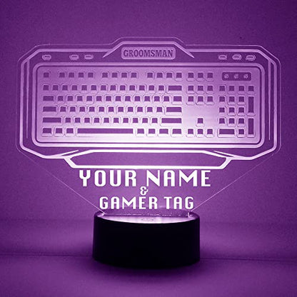 Personalized Gaming LED Sign Night Light Lamp with Remote, Custom Text, Acrylic Display with 16 Colors & 4 Modes, Battery or USB Power, Made in The USA (Keyboard) - style: Keyboard