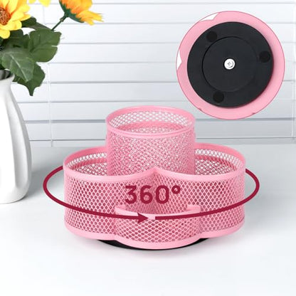 Topwey Pink Pen Holder for Desk, Rotating Pencil Holder, Cup Holder for Desk Office, Pen Organizer - color: Pink