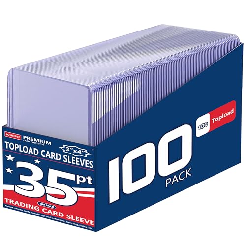 JohnBee Card Sleeves - 3"x4" Hard Plastic Top Loaders for Cards - Trading Card Sleeve & Baseball Card Holder - Premium Topload Ablum Photocard Holder for Sports, Game & Kpop Cards (Only 100 Hard) | Fit 2.5" x 3.5" Standard Cards, HD, Anti-Scratch for Coll