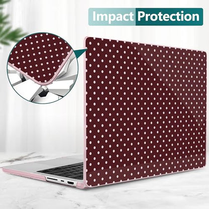 DONGKE Compatible with MacBook Pro 16 Inch Case (2026-2021 Release, M5 M4 M3 M2 M1 Pro/Max Chip), Plastic Hard Shell with Keyboard Cover & Screen Protector for MacBook Pro 16", Burgundy Polka Dots - color: Burgundy Polka Dots