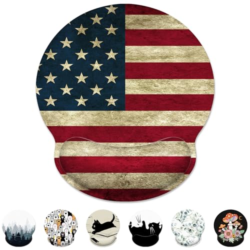 Ergonomic Mouse Pad with Wrist Support,American Flag Mouse Pad with Wrist Rest,Relieve Wrist Pain Mousepad Non-Slip Rubber Base,Mouse Pads for Desk,Computers,Laptop,Office,Home,Gaming,Accessories - color: American Flag