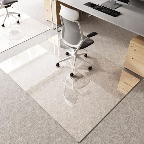 Tempered Glass Chair Mat 72"x54" – Ultra-Clear Office Chair Mat for Hardwood Floors & Low-Pile Carpets – Heavy-Duty 0.2" Scratch-Resistant Surface with Non-Slip Pads – Supports 1,000 lbs - size: 72"x54"