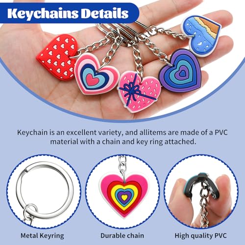 Keychains Bulk,Funny Key Chain for Prizes Incentives Holiday Gifts Birthday Party Favors - color: 20pcs Heart Keychains