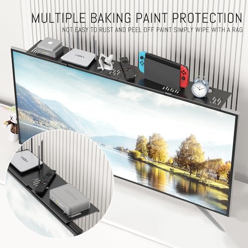 CABTE Adjustable Steel TV Top Shelf, Floating TV Stand, Universal Monitor Shelf for Soundbar, Game Console, Cable Box, Router Shelves (33.86X4.72inch) | Universal Monitor Shelf for Game Console, Cable Box, Router Shelves (33.86X4.72inch) - style: 33.86X4.