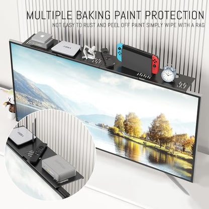 CABTE Adjustable Steel TV Top Shelf, Floating TV Stand, Universal Monitor Shelf for Soundbar, Game Console, Cable Box, Router Shelves (33.86X4.72inch) | Universal Monitor Shelf for Game Console, Cable Box, Router Shelves (33.86X4.72inch) - style: 33.86X4.