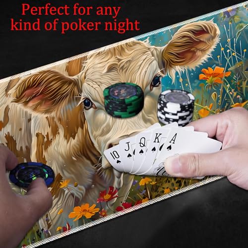 MTG Playmat, Smooth Surface Game Play Pad MTG TCG 24 x 14 inch with Storage Bag, Non-Slip Mouse Pad Card Fighting Game, Flowers and Cattle - color: Flowers and Cattle