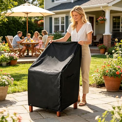 RosieLily Patio Chair Covers High Back Outdoor Bar Stool Covers (1 Pack-Black, 25.2"W x 25.2"D x 47.24"H) - color: 1 Pack-Black, size: 25.2"W x 25.2"D x 47.24"H