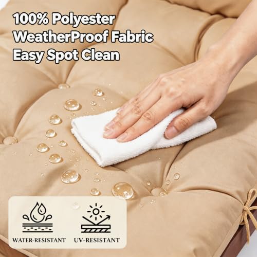 QILLOWAY Outdoor Rocking Chair Cushions Set of 2, 100% Polyester Waterproof Patio Rocking Chair Cushion, High Back Weatherproof Chair Pad for Adirondack & Outdoor Furniture, Sand,Beige - color: Beige/Sand/Camel