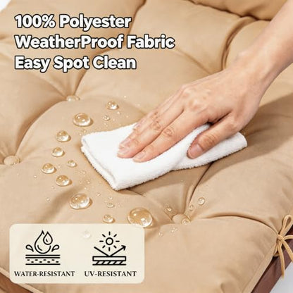 QILLOWAY Outdoor Rocking Chair Cushions Set of 2, 100% Polyester Waterproof Patio Rocking Chair Cushion, High Back Weatherproof Chair Pad for Adirondack & Outdoor Furniture, Sand,Beige - color: Beige/Sand/Camel