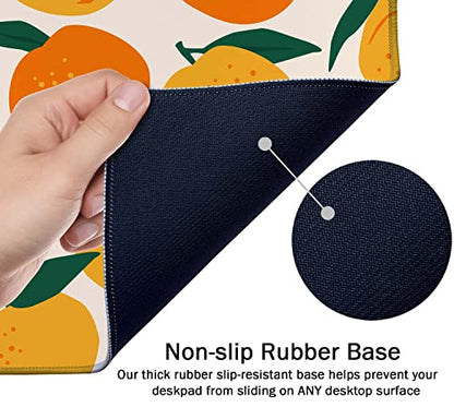 SSOIU Mandarins Oranges Summer Fruits Mouse Pad 35.5 X 15.7 Inch XXL Full Desk Mousepad Extended Large Non-Slip Rubber Base Waterproof Big Keyboard Mat with Stitched Edges for Gaming and Office - color: Mandarins Oranges