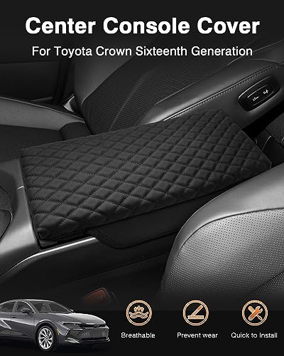 Shademax Toyota Crown Center Console Cover, Armrest Cover Cushion Pad for Toyota Crown Signia 2023 2024 2025 2026 Accessories PU Leather Middle Consle Lid Armrest Seat Box Cover Protector Anti-Scratch - size: for 2023-2026 Toyota Crown