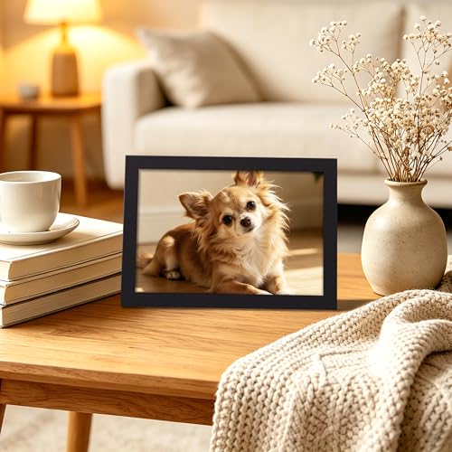 upsimples 6x9 Frame, Display Pictures 4x6 with Mat or 6 x 9 Without, Wall Hanging Photo Frames, Black, 1 Pack - color: Black, size: 6x9