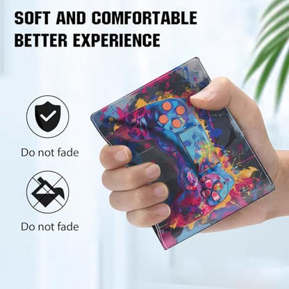EXXBYELI Boys Wallet for Kids, Cool Kids Gamer Wallet for Boys Ages 8-10 9-12 11-15 with Credit Id Card Cash Holder Black Rfid Blocking Zipper For Teen Youth Guys Teenager Birthday Gifts Ideas - color: game-Retro handle red