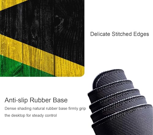 Gaming Mouse Pad, Large Mouse Pads for Desk, Non-Slip Rubber Base Mousepad, Keyboard Mouse Mat, Desk Pad with Stitched Edges, 31.5x11.8inch, Jamaican Flag - color: Jamaican Flag