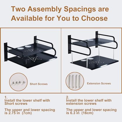 HNVNER Floating AV Shelves,Projector Wall Mount DVD Shelf,Floating Entertainment Center Bracke Under TV for Cable Boxes/Games Console/DVR/TV Accessories (Double Layer) - size: Double Layer