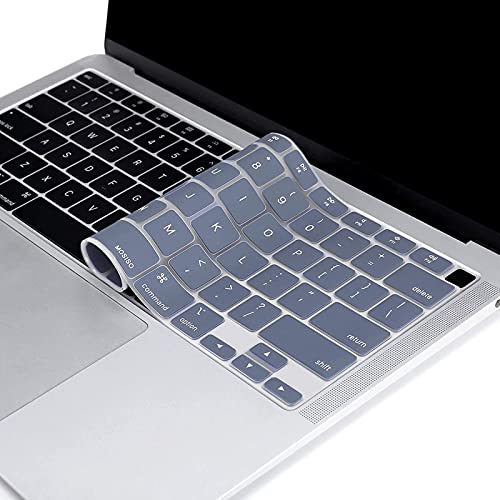 MOSISO Keyboard Cover Compatible with MacBook Air 13 inch 2022 2021 2020 Release A2337 M1 A2179 Retina Display with Touch ID Backlit Magic Keyboard, Waterproof Protective Silicone Skin, Lavender Gray - color: Lavender Gray