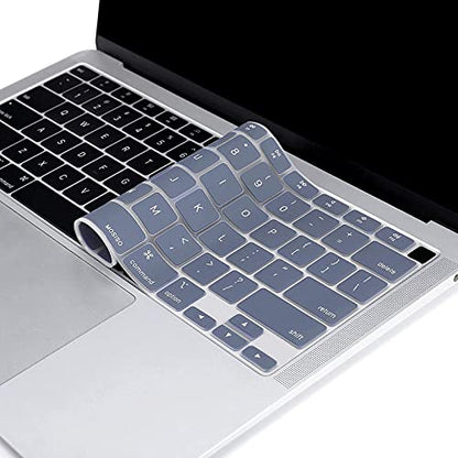 MOSISO Keyboard Cover Compatible with MacBook Air 13 inch 2022 2021 2020 Release A2337 M1 A2179 Retina Display with Touch ID Backlit Magic Keyboard, Waterproof Protective Silicone Skin, Lavender Gray - color: Lavender Gray